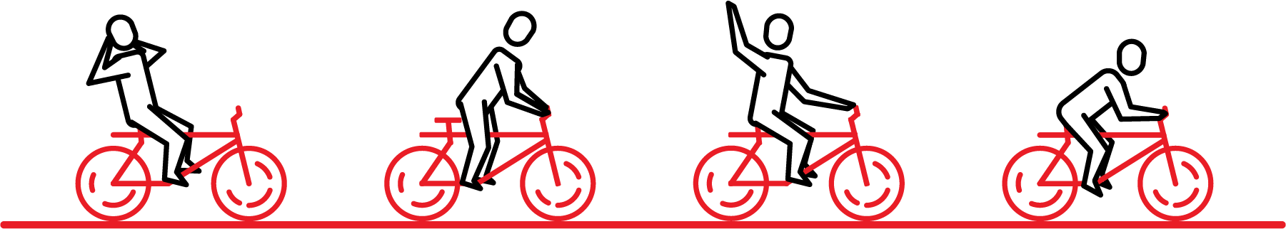 Illustratie van poppetjes op fietsen